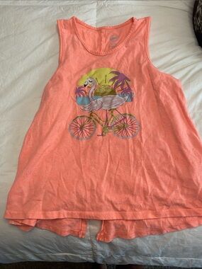 wonder nation Coral Pink Flamingo Bike Graphic Tank